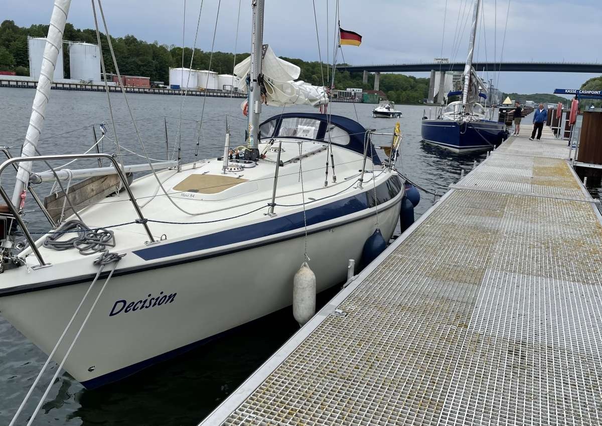 Sportbootliegestellen im NOK - Entfernungen/ Distances - Navinfo in de buurt van Kiel (Holtenau)