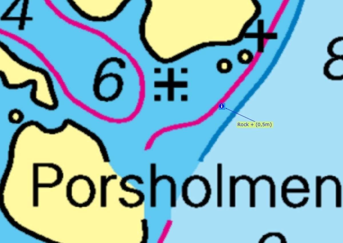 SE Porsholmen - Shallow 0,5 m - Warnung bei Stenungsund